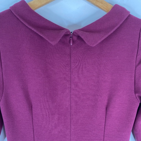 Boden Violet Ottoman Dress 2 Ruby Red Ribbed Midi Collar Classic Preppy Twee - Picture 5 of 11